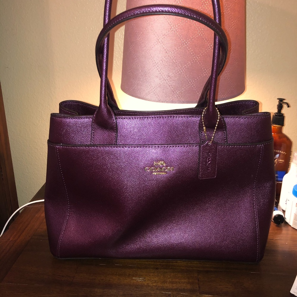 SOLD Coach metallic raspberry purse